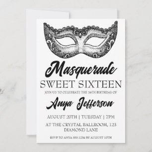 mascarade moderne douce 16 invitations