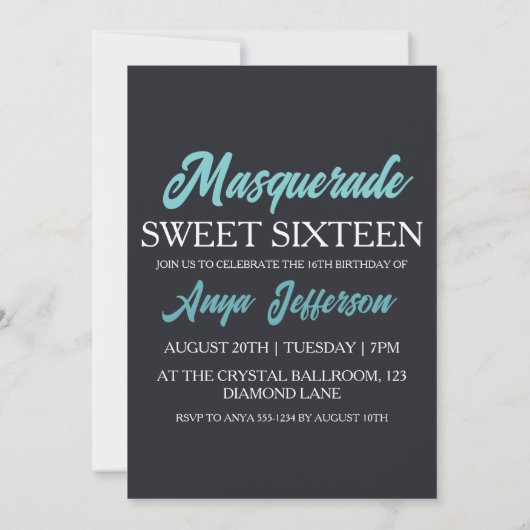 mascarade moderne douce 16 invitations (Dos)