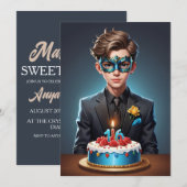 mascarade moderne douce 16 invitations (Devant / Derrière)