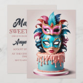 mascarade moderne douce 16 invitations (Devant / Derrière)