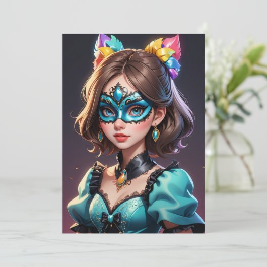 mascarade moderne douce 16 invitations (Debout devant)