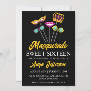 mascarade moderne douce 16 invitations