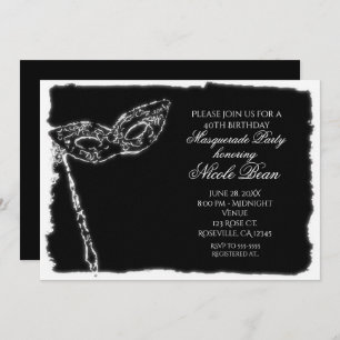Mascarade noir & blanc Elegance Party Invitation