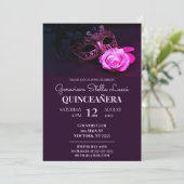 Mascarade rose Quinceañera Invitation du Parti (Debout devant)