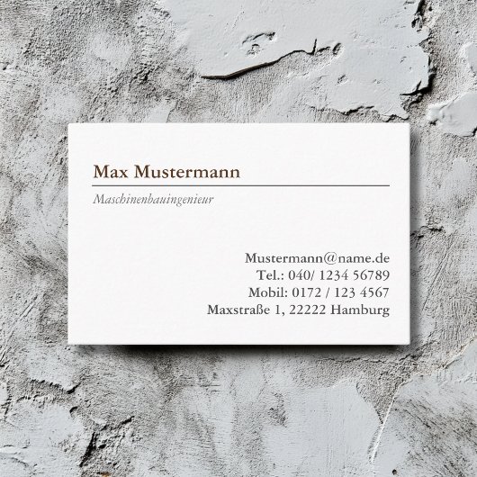Maschinenbauingenieur Visitenkarte Visitekaartje