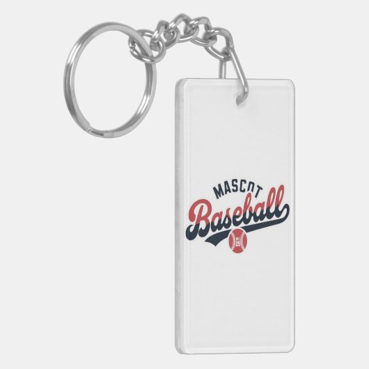Mascot Honkbal Retro Logo Sleutelhanger (Voorkant Links)