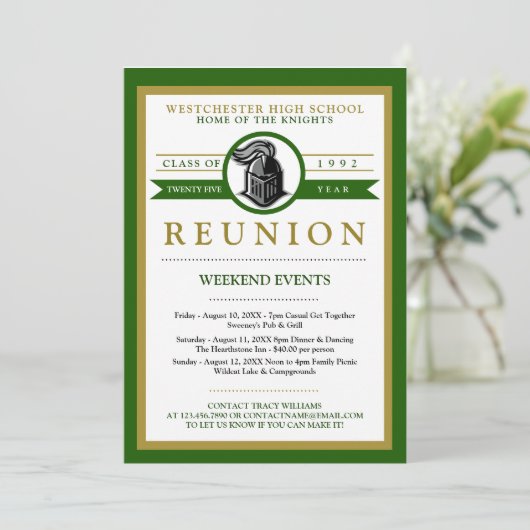 Mascotte de l'école secondaire Invitations de réun (Debout devant)