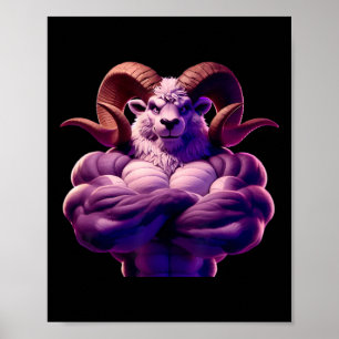 Masculair Ram Flexing Fan Liefhebber Bodybuilding Poster
