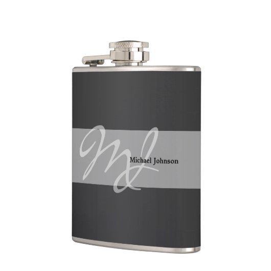 Masculinaire monogram en naamontwerp heupfles (Links)