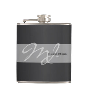 Masculinaire monogram en naamontwerp heupfles