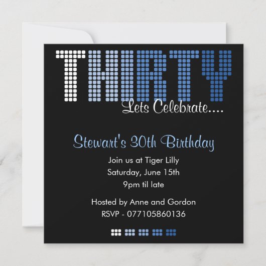 Masculine 30e anniversaire Invitation (Devant)