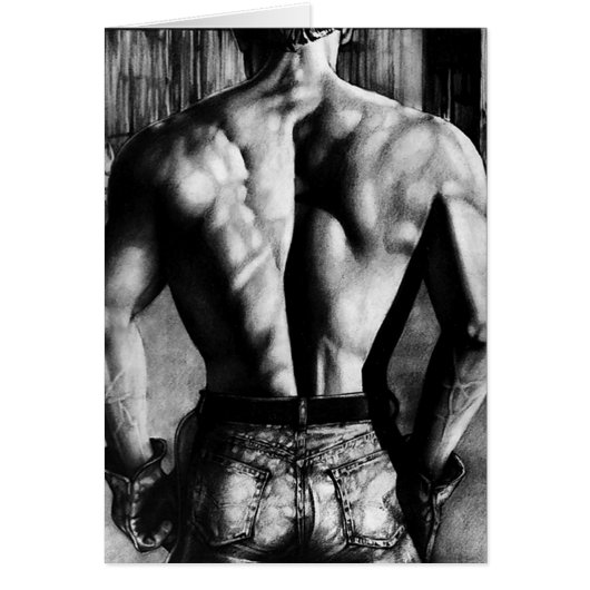 Masculine Art Handsome Bodybuilder Carte de voeux (Devant)