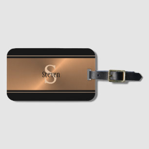 Masculine Black Bronze Monogram Gepersonaliseerd M Bagagelabel