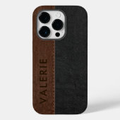 Masculine Black & Brown Faux Leather Hoesje- Case-Mate iPhone Case (Achterkant)