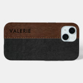 Masculine Black & Brown Faux Leather Hoesje- Case-Mate iPhone Case (Achterkant (horizontaal))