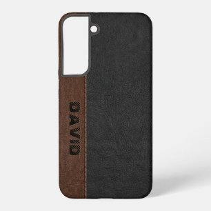 Masculine Black en bruin  leder Samsung Galaxy Hoesje