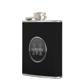 Masculine Black met rond ontwerpmonogram Heupfles (Links)