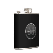 Masculine Black met rond ontwerpmonogram Heupfles (Rechts)
