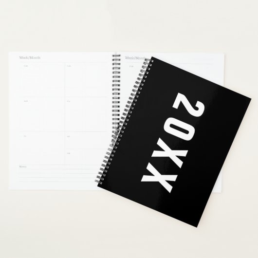 Masculine Black Monochrome minimalist Planner (Display)