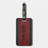 Masculine Black & Red  Faux-leder Bagagelabel (Achterkant verticaal)