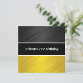 Masculine Black Yellow Stripes Party Kaart (Staand voorkant)