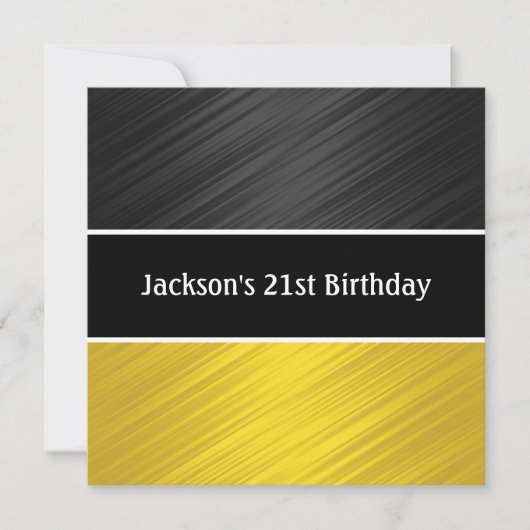 Masculine Black Yellow Stripes Party Kaart (Voorkant)