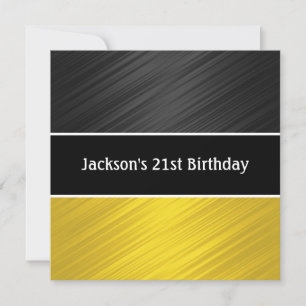 Masculine Black Yellow Stripes Party Kaart