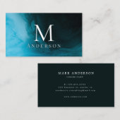 Masculine bleu profond Double Carte de visite Mono (Devant / Derrière)