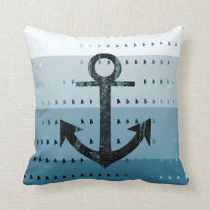 Masculine Blue Anchor Nautical Pattern Design Kussen