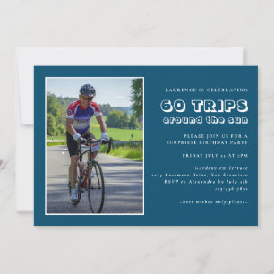 Masculine Blue White 60th Birthday Foto Invitati Kaart