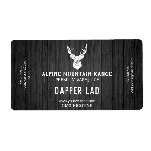Masculine Bois Nicotine Vape E Jus Étiquettes (Devant)