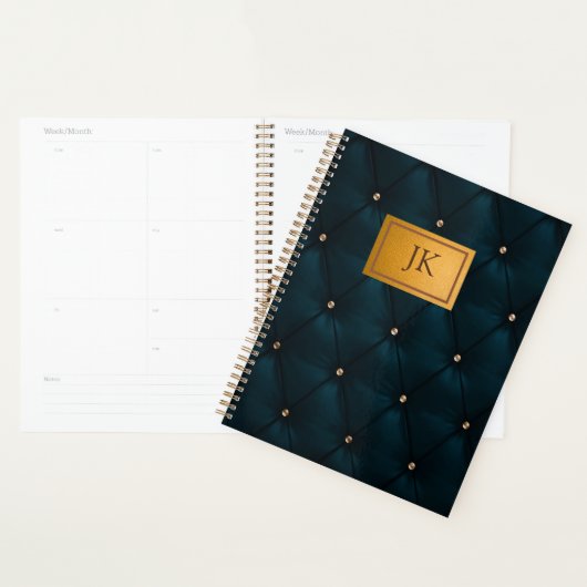 Masculine bruin leder Kijk groen, diamanten Planner (Display)