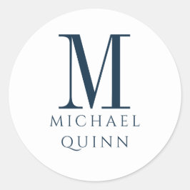 Masculine Business ProfessionaI Blue Monogram Ronde Sticker