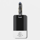 Masculine Charcoal Gray op Black Monogramed Bagagelabel (Achterkant verticaal)