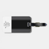 Masculine Charcoal Gray op Black Monogramed Bagagelabel (Achterkant horizontaal)