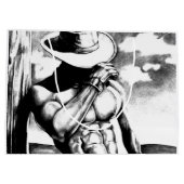 Masculine Cool Cowboy Bodybuilder Charcoal Drawing Groot Cadeauzakje (Achterkant)