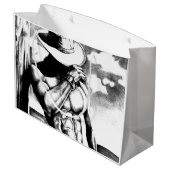 Masculine Cool Cowboy Bodybuilder Charcoal Drawing Groot Cadeauzakje (Achterkant Gekanteld)