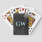 Masculine Dark Black Abstract Monogram Pokerkaarten (Achterkant)