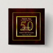 Masculine Double Gold Lijst 50th Birthday Vierkante Button 5,1 Cm (Voorkant)