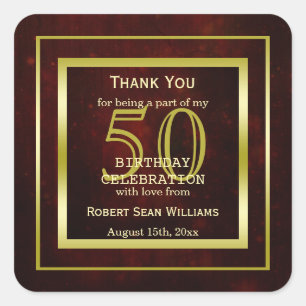 Masculine Double Gold Lijst 50th Birthday Vierkante Sticker