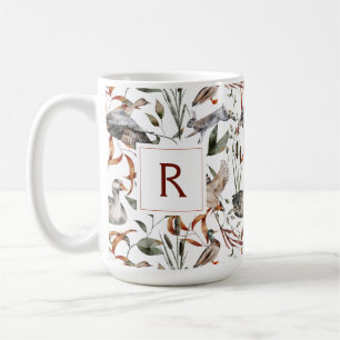 Masculine Duck Hunter Herfst Foliage Monogram Coff Koffiemok