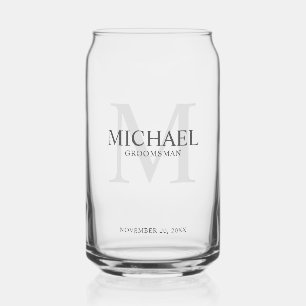 Masculine Gepersonaliseerd monogram en naam Grooms Blikvorm Glas