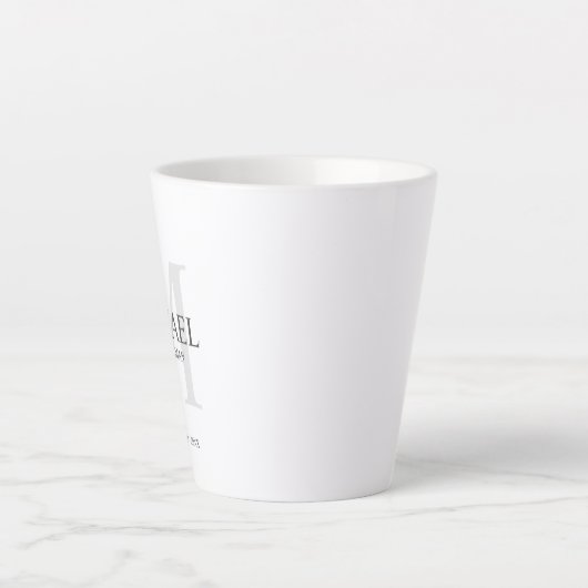 Masculine Gepersonaliseerd monogram en naam Grooms Latte Mok (Voorkant)