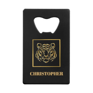 Masculine Gold Tiger Face Credit Card Opener Kredietkaart Flessenopener