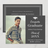 Masculine Graduate Photo Faire-part et fête (Devant / Derrière)