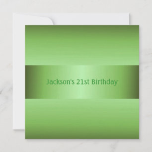 Masculine Green 21st Birthday Party Kaart