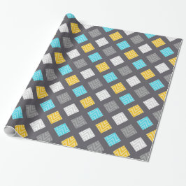 Masculine grijs blauw geel geometrisch patroon cadeaupapier