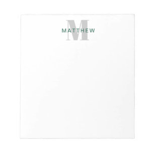 Masculine Initiaal/Naam Monogram Donkergroen en gr Notitieblok