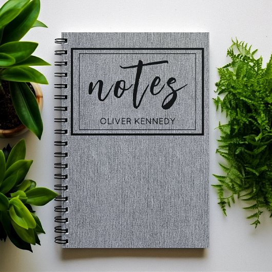 Masculine Light Grey Denim Print Classic Spiral Notitieboek