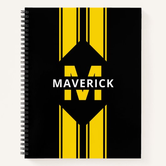 Masculine Modern Monogram en naam Notitieboek (Voorkant)